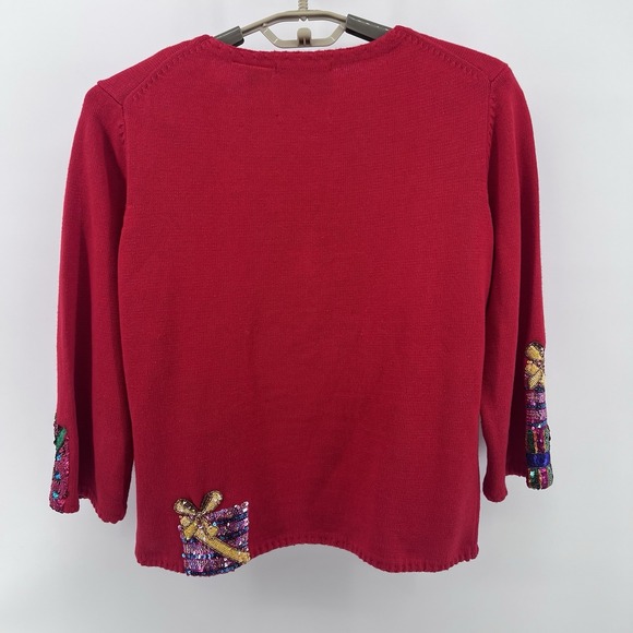 Vintage Michael Simon Events Cardigan Christmas Women's Gifts Presents Sequins - Picture 6 of 11